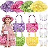 Tradder 12 Pcs Girls Tea Party Hats Accessories Tea Fascinators Hats Gloves and Handbags Favors for Dress Costumes Party