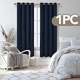 Deconovo Window Treatment Thermal Insulated Eyelet Blackout Curtain Navy 52x72 view 3