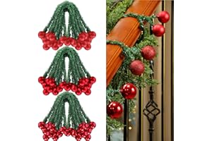 Dingion 30 Pcs 20 Inches Christmas Garland Ties with Balls Decorative Twist Ties for Banister Stairs Railing Reusable Flexible Twist for Home Xmas Holiday Decor Gift Craft Wrapping(Red)