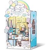 Hands Craft Cinnamoroll Cloud Bakery Book Nook Kit with Cinnamoroll Figurine &ndash; Kawaii 3D Puzzle with Touch Activated LED Lights &ndash; DIY Wooden Craft Kit for Bedroom or Bookshelf Decor &amp; Gifts