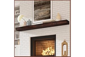 Eshoma Fireplace Mantel - Handcrafted Wood Mantles for Over Fireplace - Wall Mounted Fireplace Mantel Shelf - Floating Fireplace Mantel for Living Room Decor - 72 Inch - Dark Brown
