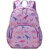 Ryushoyo Cute Toddler Preschool Backpack Lady Dinosaur School Book Bag for Girls, Baby Girls Kids Child Kindergarten Nursery Travel Bag with Chest Strap Purple