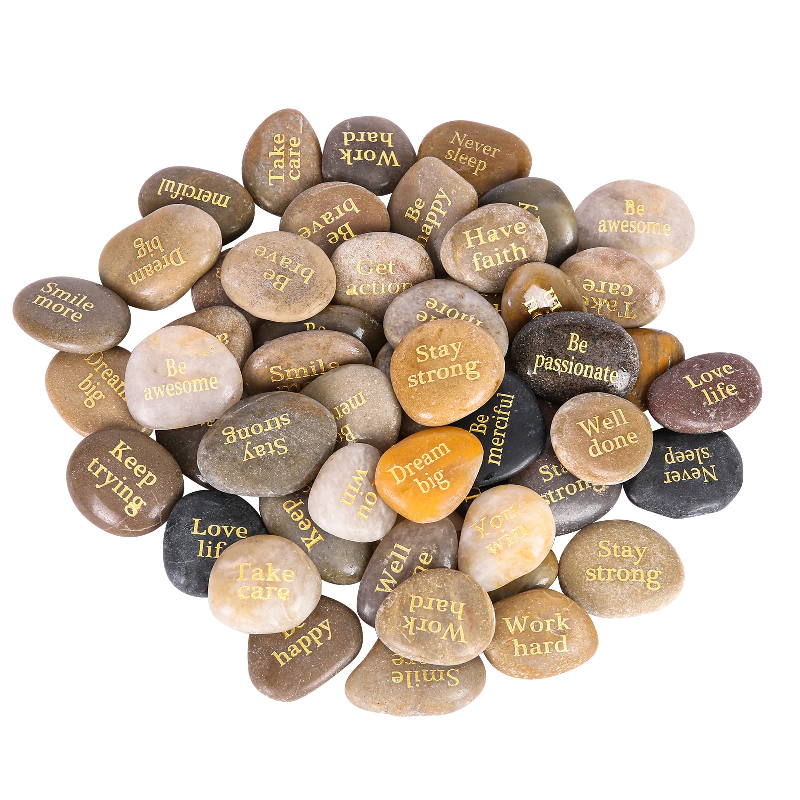 Photo 1 of Majorhouse 52pcs Engraved Inspirational Stones with Inspiring Prayer Words, Phrases,Encouragement Stones for Family and Friends.