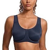 SYROKAN Women's Max Control Underwire Sports Bra High Impact Plus Size with Adjustable Straps Unlined Bra