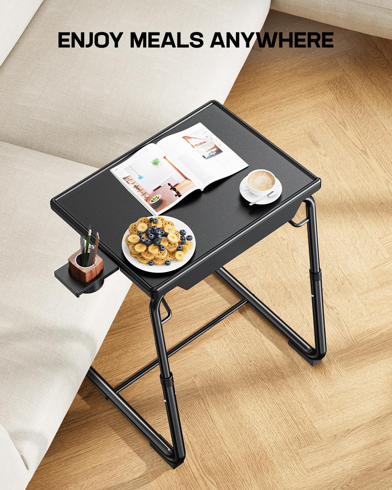 Condition photo showing New/Like New for loryergo multifunctional tv tray table - [2 packs] adjustable tv dinner tray tables with 6 height & 
