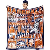Racigomr Gifts Fans for Houston, Baseball Gifts for Men Women, Baseball Flannel Blanket, City Gifts Ideas for Men Women Throws 60"x50"