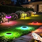 Lightonight Colorful Solar Colorful Solar Lights Outdoor, Color Changing Solar Lights with Remote, Colorize Pathway Lights Solar Garden Lights for Landscape Walkway Patio Yard Pool