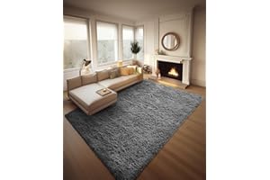 Ophanie 8x10 Area Rugs for Living Room, Large Shag Bedroom Carpet, Gray Big Indoor Thick Soft Nursery Rug, Grey Fluffy Carpets for Boy and Girls Room Dorm Home Decor Aesthetic