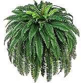 Waipfaru 60'' Set of 2 Large Fake Ferns, UV Resistant Artificial Outdoor Plants, Faux Greenery Plants, Realistic Boston Ferns Artificial Plants for Front Porch Home Garden Patio Forest Decor