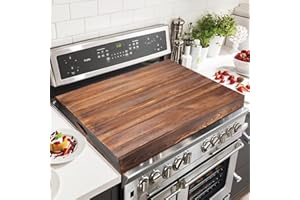 FUBEGI Wooden Stove Top Cover Board for Gas Burner & Electric Stove, Noodle Board Stove Cover for Gas Stove Top, Pine Wood Stovetop Cover Cutting Board, Glass Top Stove Cover Protector Oven Top Cover, Walnut