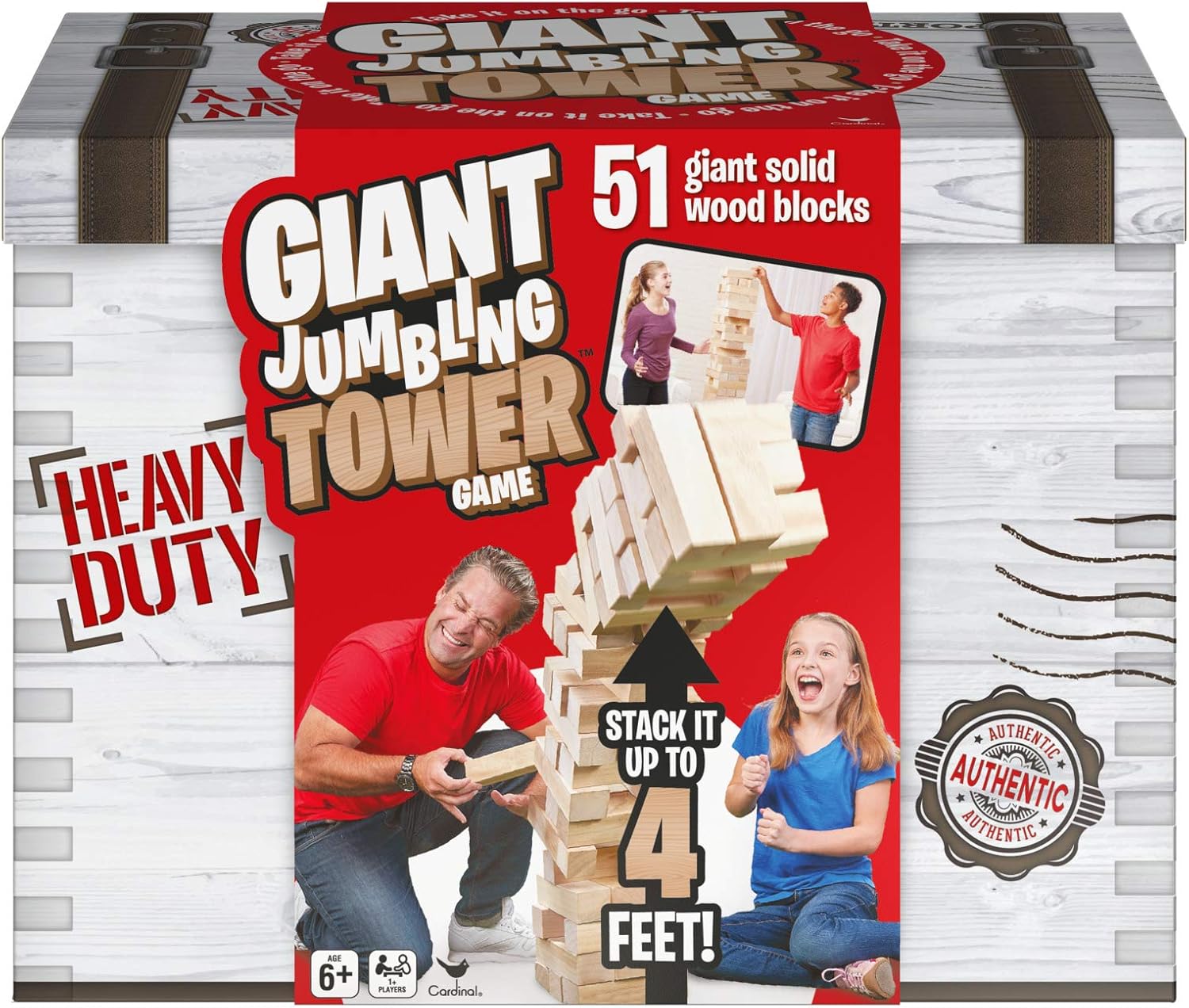 Giant Jumbling Tower Party Game with 51 Wood Blocks, for Families and Kids Ages 6 and Up