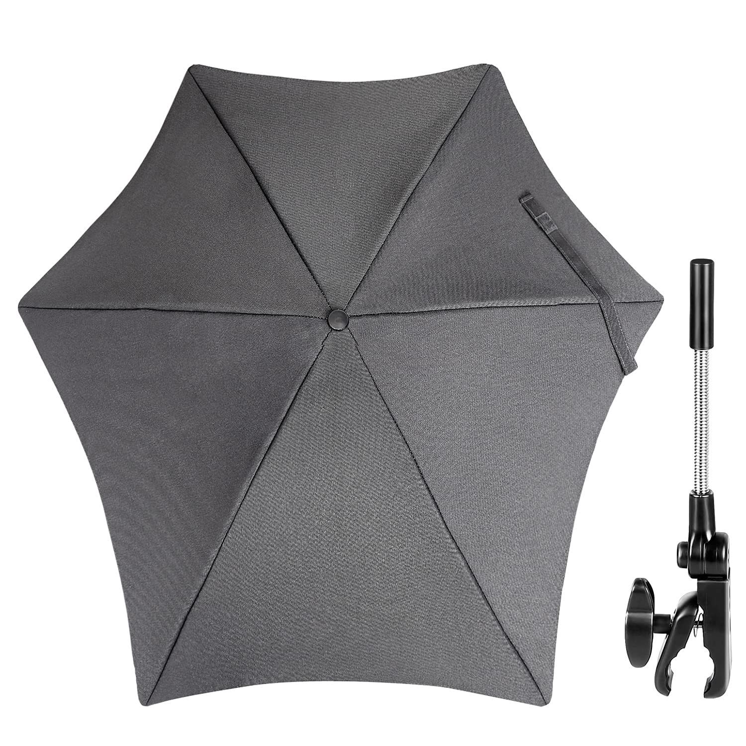 ZjRight Pram ParasolUmbrella, 70cm Universal Parasol for Baby Strollers, Pushchairs and Buggies - Dark Grey