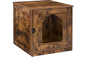 HOOBRO Cat Litter Box Enclosure, Hidden Litter Box Furniture, Enclosed Cat House Side Table, Cat Washroom with Door, Enlarged Cat Litter Cabinet for Fat Orange Cat, Nightstand, Rustic Brown BF01MW01G1