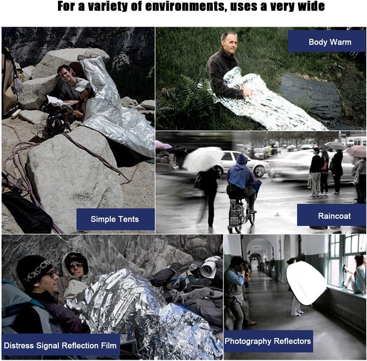 2 Pack Emergency Blanket/Space Blanket/Survival Blanket/Thermal Blanket/Sleeping Blanket/Silver Foil Blanket/Camping Mat/Emergency Shelter Outdor Gear, Silver Color, First Aid Kits Keep You Warm : Sports & Outdoors