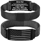Jesvo To My Dad/New Dad/Stepdad/Father-in-Law Bracelet, Adjustable Stainless Steel American Flag Bracelet Birthday Gifts Jewelry for Men Boys