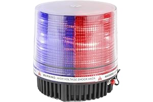 LE-JX Red and Blue Wireless Rotating Beacon Led Strobe Warning Light Roof Top Plow Hazard Flash Emergency Lights 12V with Magnetic Base Mount and Rechargeable Cigar Lighter Plug (Red/Blue, 18 LED)
