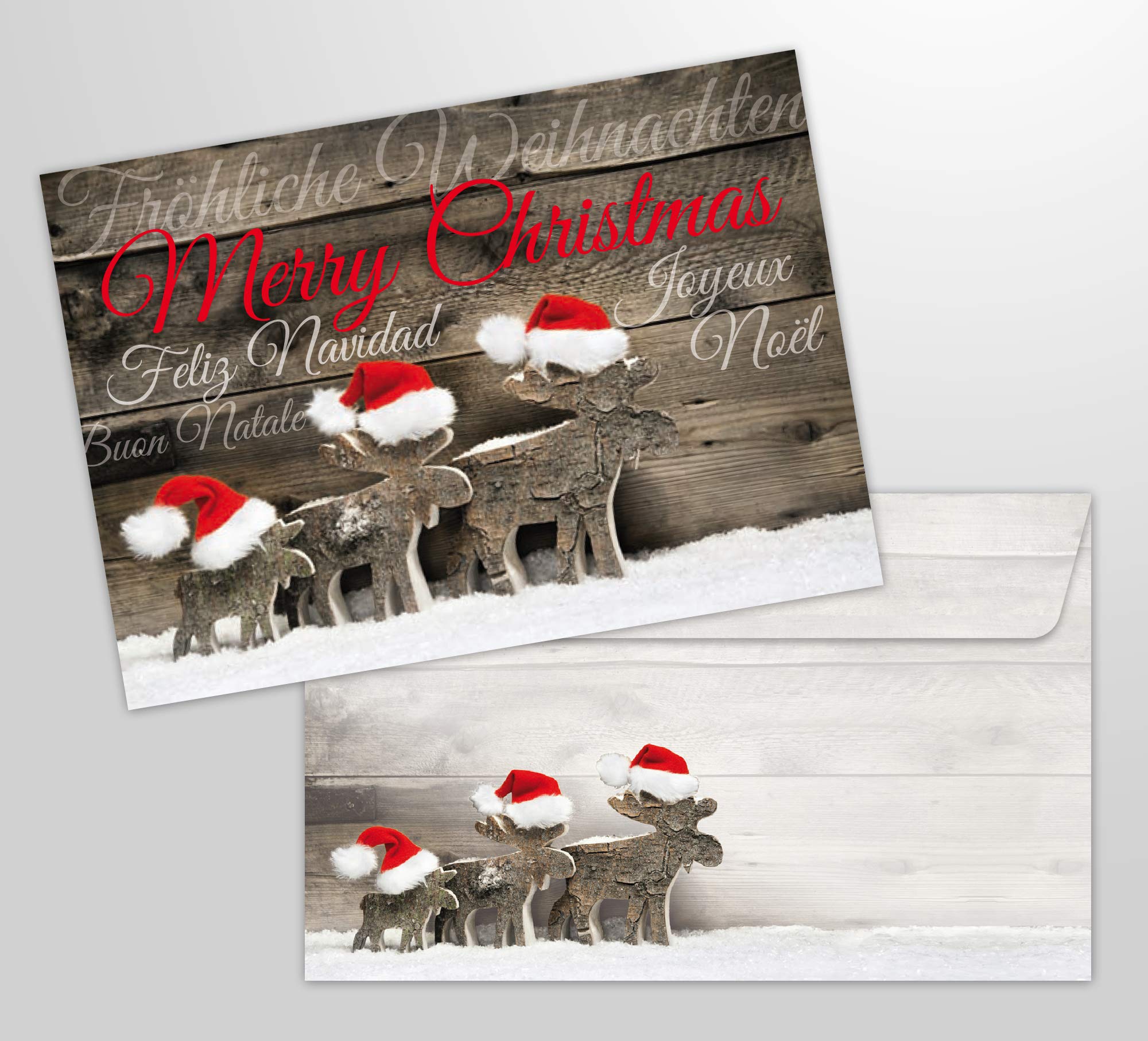 10 Christmas Cards"Elch" with Envelopes – Pack of 10 Same Nostalgic Folding Cards for Christmas in a Set with Matching Envelopes. Format: DIN A6 (14.8 x 10.5 cm)