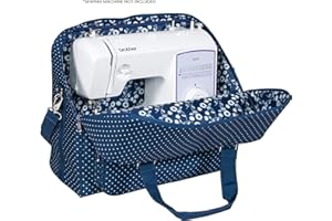 EVERYTHING MARY Deluxe Universal Sewing Machine Case, Blue - Portable Cover Tote Bag for Brother, Singer, Bernina & Most Machines - Carrying Travel Storage Carrier Supply Organizer for Accessories