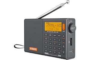 RADIWOW XHDATA D808 Portable AM FM SW LW Air Band Radio SSB RDS Multi Band Radio Speaker with LCD Display Alarm Clock External Antenna Grey