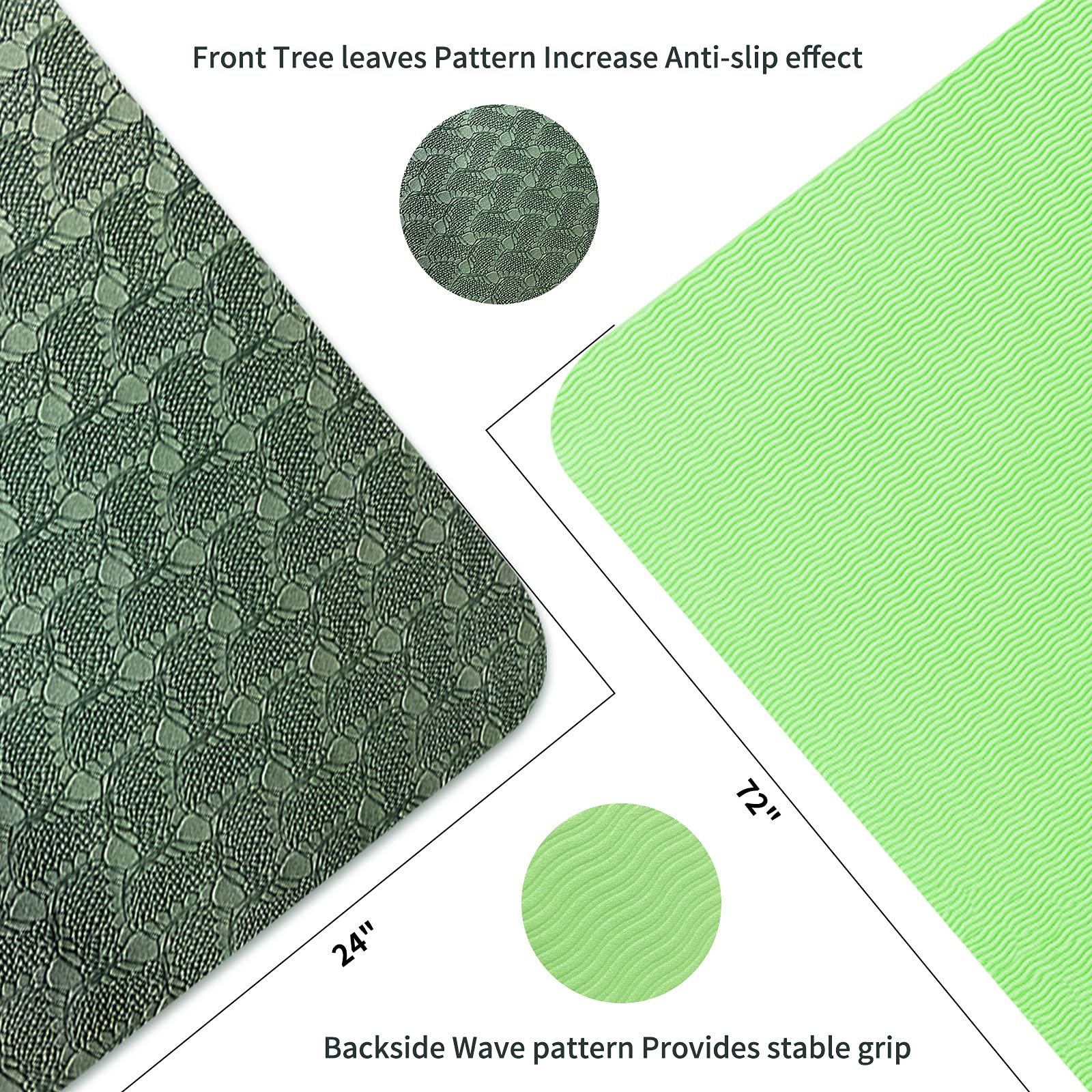 Yoga Mat 1/3 inch QMKGEC Exercise Mats 8mm TPE Non-Slip Extra Thick High-Density Eco Friendly for Yoga Workout Pilates Yoga Mats for Women Men - Image 2