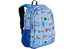Wildkin 15-inch Kids Backpack – Durable, Padded, Adjustable for School & Travel - Trains, Planes, and Trucks