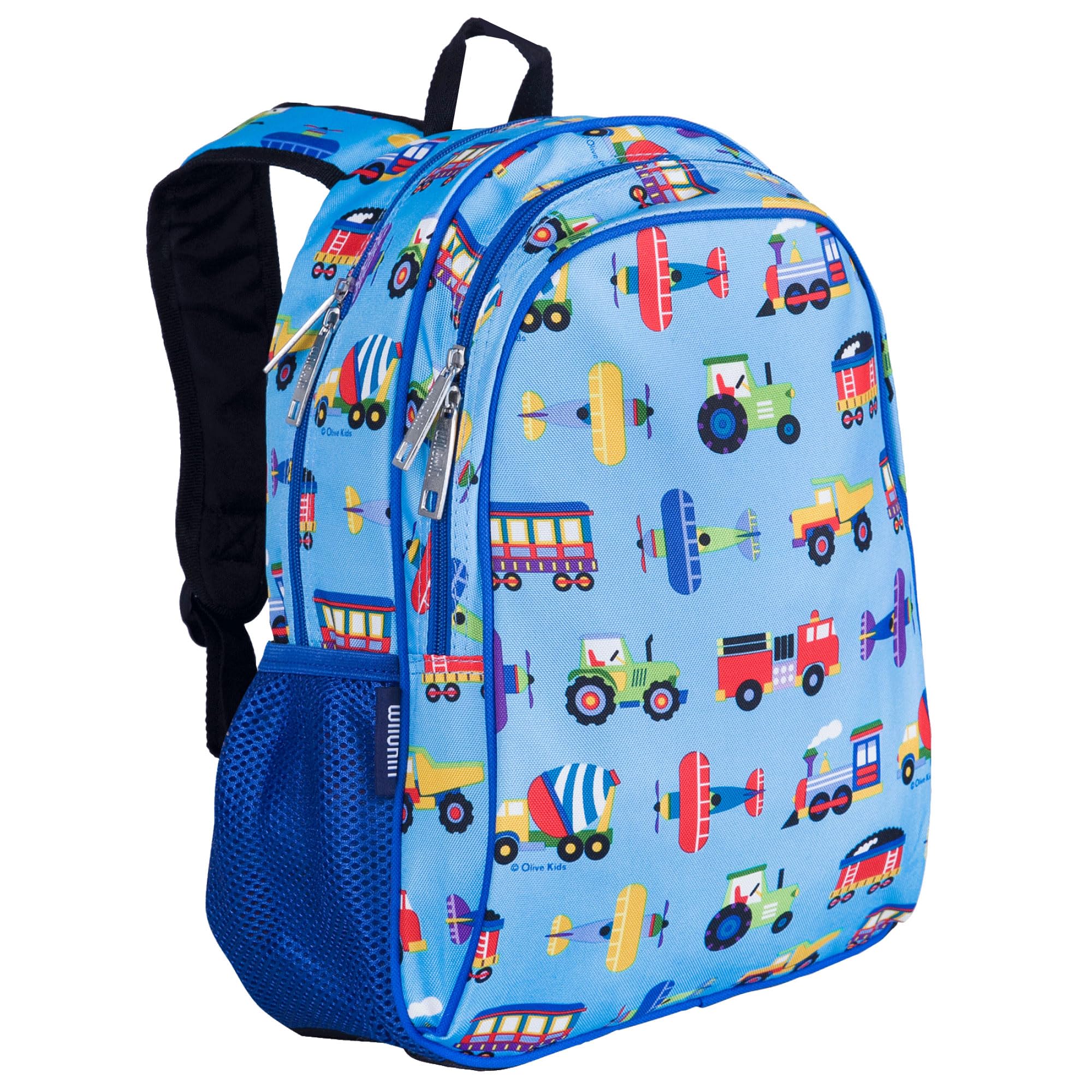 Wildkin Olive Kids Trains, Planes & Trucks 15 Inch Backpack, Blue Wildkin Olive Kids Trains, Planes & Trucks 15 Inch Backpack, Blue