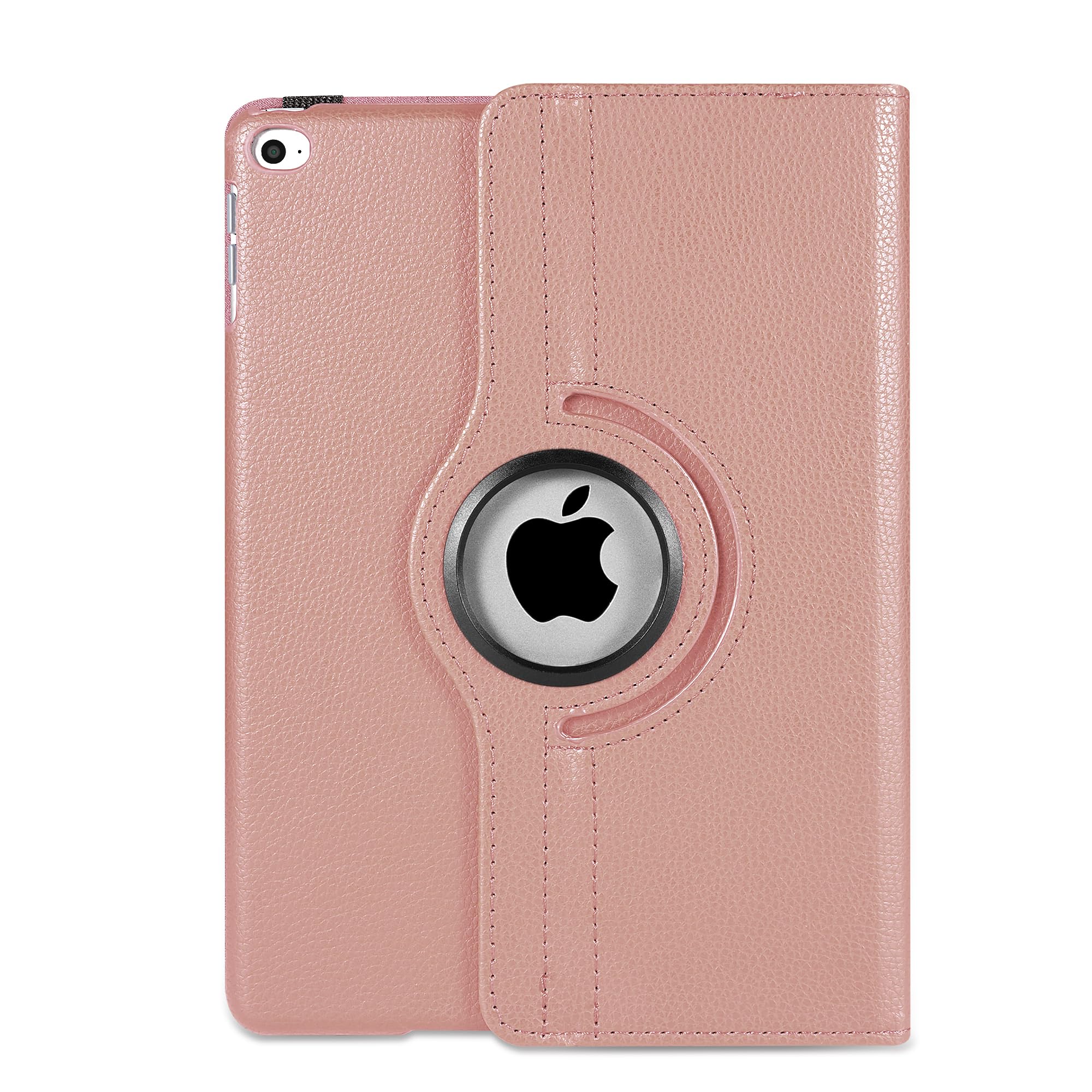 Leather Rotate 360° Stand Case For Apple iPad Air 1st Air 2nd 9.7 2017/2018 5th & 6th Generation (ROSE GOLD)