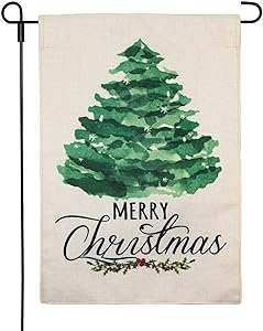 LAYOER Burlap Merry Christmas Tree Garden Flag 12.5 x 18 Inch Home Yard Xmas Happy New Year Winter Decorative
