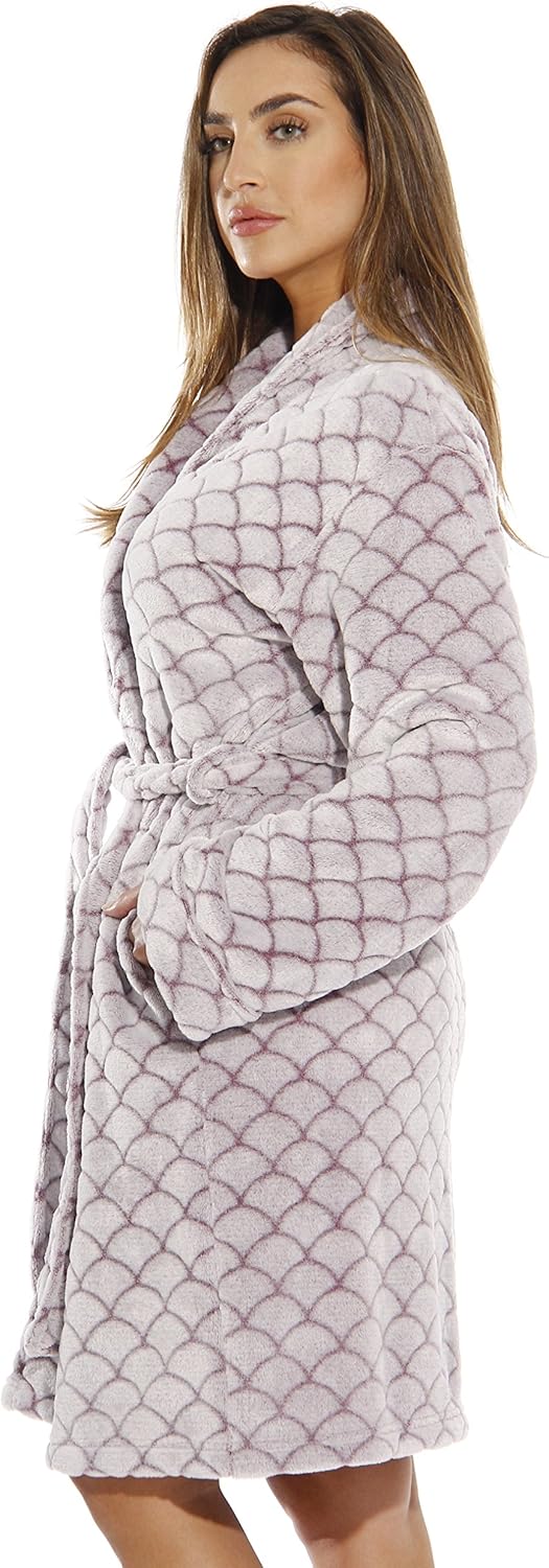 Just Love Kimono Robe Velour Scalloped Texture Bath Robes for Women