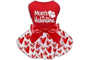 MIIEMIU Valentine Dog Cat Dress, Holiday Mom's Valentine Heart Dress Outfits Skirt for Small Boys and Girls Puppies Pets Doggie…