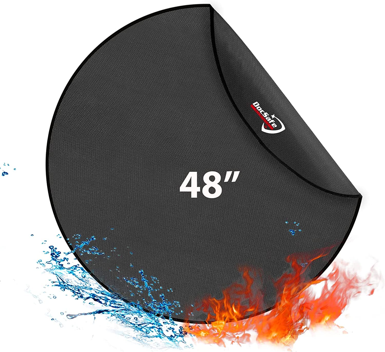 Fire Pit Mat for Decking Heat Resistant Mat 48''(122CM) Round Protector Pad for Deck,Garden,Ground,Patio,Lawn,Wooden Floor,Camping,Foldable Fireproof Water Resistant Fire Pit Accessories Black