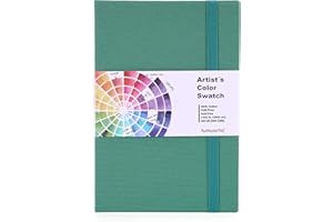 tumuarta Artist’s Color Swatch Book, 100% Cotton, 140 LB, 300GSM, Concertina Book, 24 Pan/Sheet, Painter`s Color Diary for Watercolors, Acrylic, Markers and Wet & Dry Media (7.5" x 5")