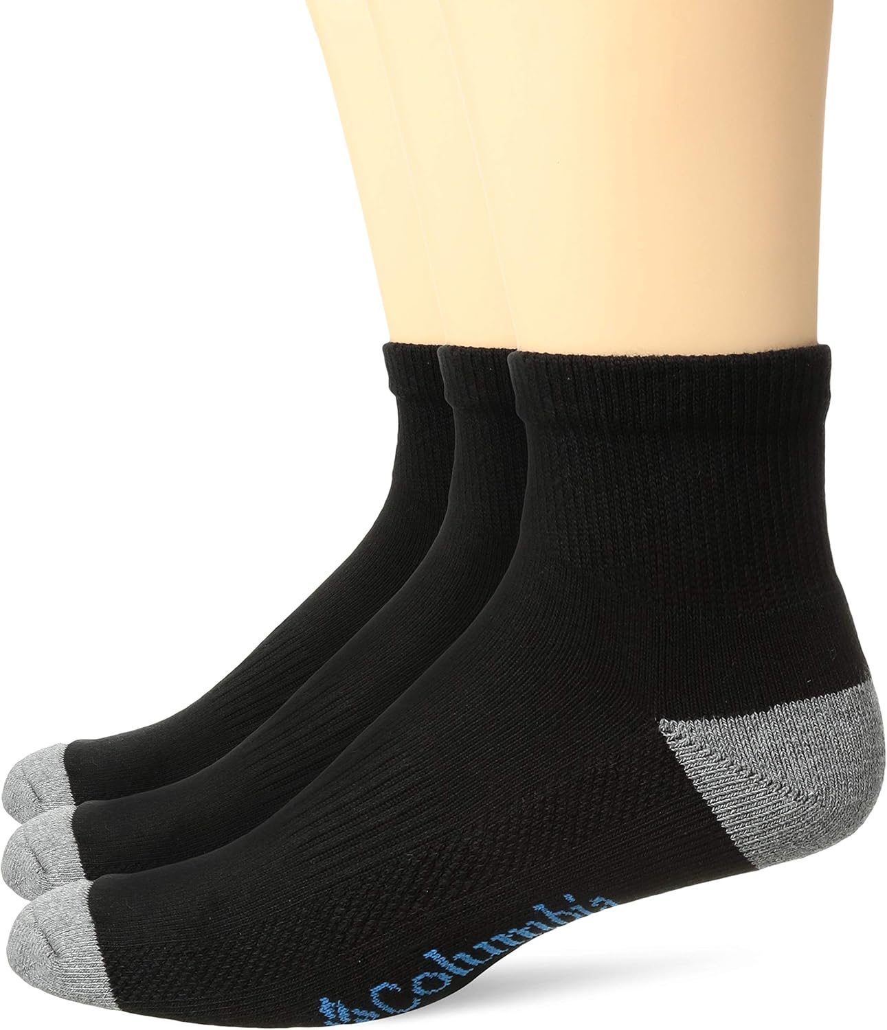 Columbia Men's Half Cushion Quarter Casual Sock, Black, 1013 (Shoe