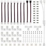 FUMENTON LED Strip Connector Kit for 5050 10mm 4Pin,Includes 8 Types of Solderless LED Strip Accessories,Provides Most Parts 