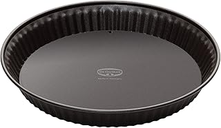 Dr. Oetker Quicheform Ø 28 cm, Tarteform der Serie Back-Edition mit Emaille-Hebeboden, runde Backform mit Antihaft-Ring (Farbe: braun), Menge: 1 Stück