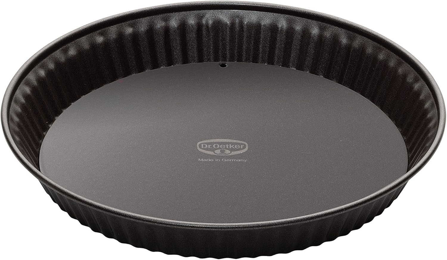 Dr. Oetker Quicheform Ø 28 cm, Tarteform der Serie Back-Edition mit Emaille-Hebeboden, runde Backform mit Antihaft-Ring (Farbe: braun), Menge: 1 Stück