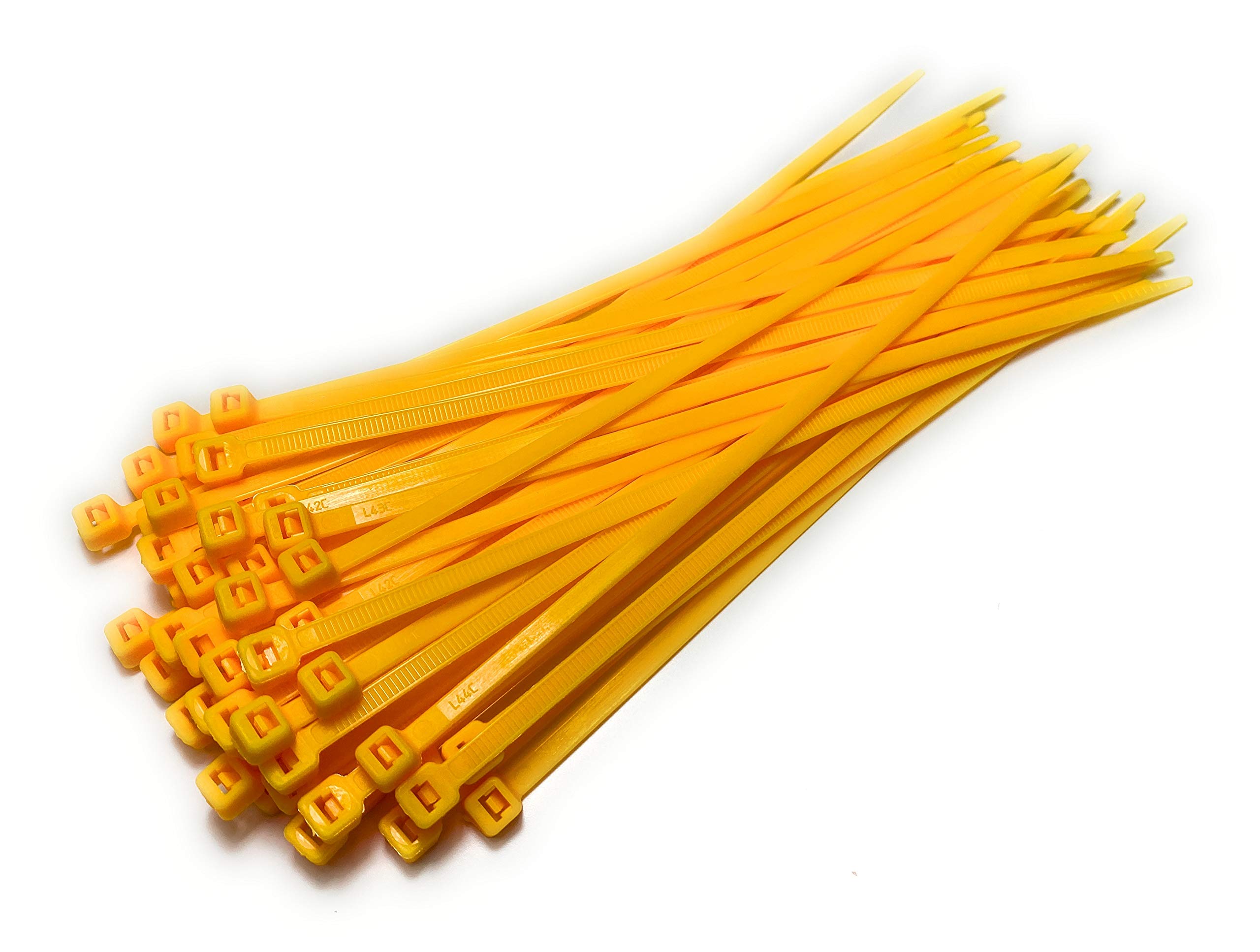 Cable Ties - 200mm x 4.8mm - 8" Premium Tie Wraps - Nylon Zip Ties (Yellow)