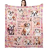 Bulldog Gifts Bulldog Blankets 50"X60" Dog Throw Blanket for Dog Lovers Mom Dad Flannel Puppy Print Blanket for Couch Sofa Bed Car