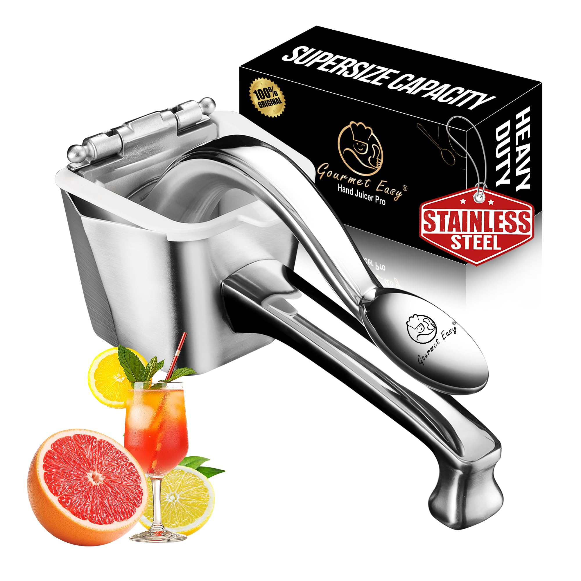 Photo 1 of ***FOR PARTS ONLY DAMAGED/ DIRTY*** Stainless Steel Lemon Squeezer, Heavy-Duty Orange Juicer, Durable Hand Press Citrus Juicer, Portable Lime Squeezer, Rust-Free, Easy to Clean, Ideal for Kitchen & Bar, 5-Year Warranty