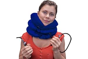 (2- Pump) Cervical Neck Traction Device – Premium 4-Way Targeting Neck Stretcher for Instant Pain Relief (Royal Blue)