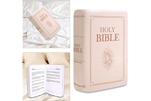 VKMON Bible Pillow Book Plush That Opens, for Kids Adults Christian Gifts, Cozy Faith Bible Pillow (Beige)
