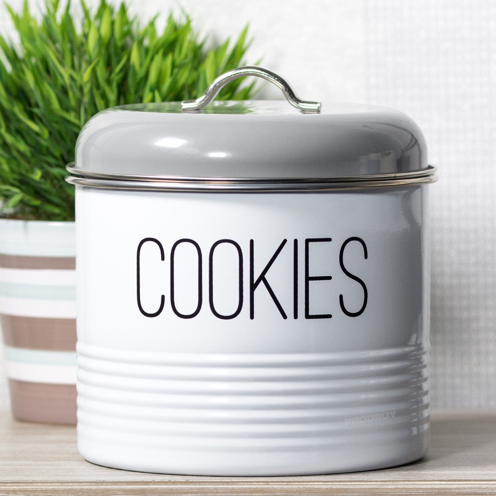 grey biscuit jar