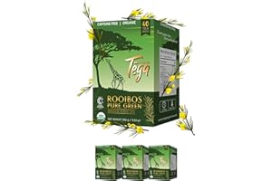 Tega Organic Pure Green Rooibos Tea | Herbal Tea in Eco-Friendly Tea Bags, Carbon Neutral, Zero Sugar, Caffeine Free, Tea Bag