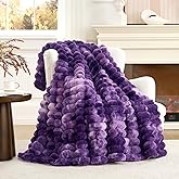 Cozy Bliss Faux Fur Throw Blanket for Couch, Cozy Warm Plush Striped Blanket for Sofa Bedroom Living Room, 50 * 60 Inches Tie-dye Purple