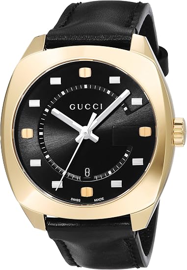 Amazon Gucci メンズ スイスクォーツゴールドトーンとレザードレスウォッチ モデル Ya ブラック メンズ腕時計 腕時計 通販