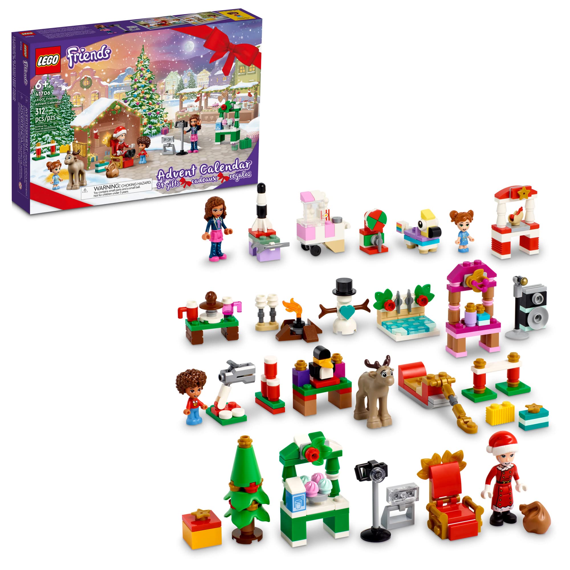 LEGO Friends 41706 Advent Calendar 2022 (312 Pieces), Multicoloured, 15.04 x 10.32 x 2.78 inches, 6379086