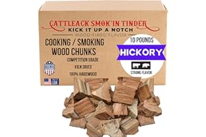 Cattleack Smok'in Tinder Wood Chunks for Smoking Meat, Elevate Your BBQ with Premium Grilling Chunks, Approx.10 lbs All-Natural Kiln-Dried Smoking Wood, Proudly from USA, Grill Like a Pro (Hickory)
