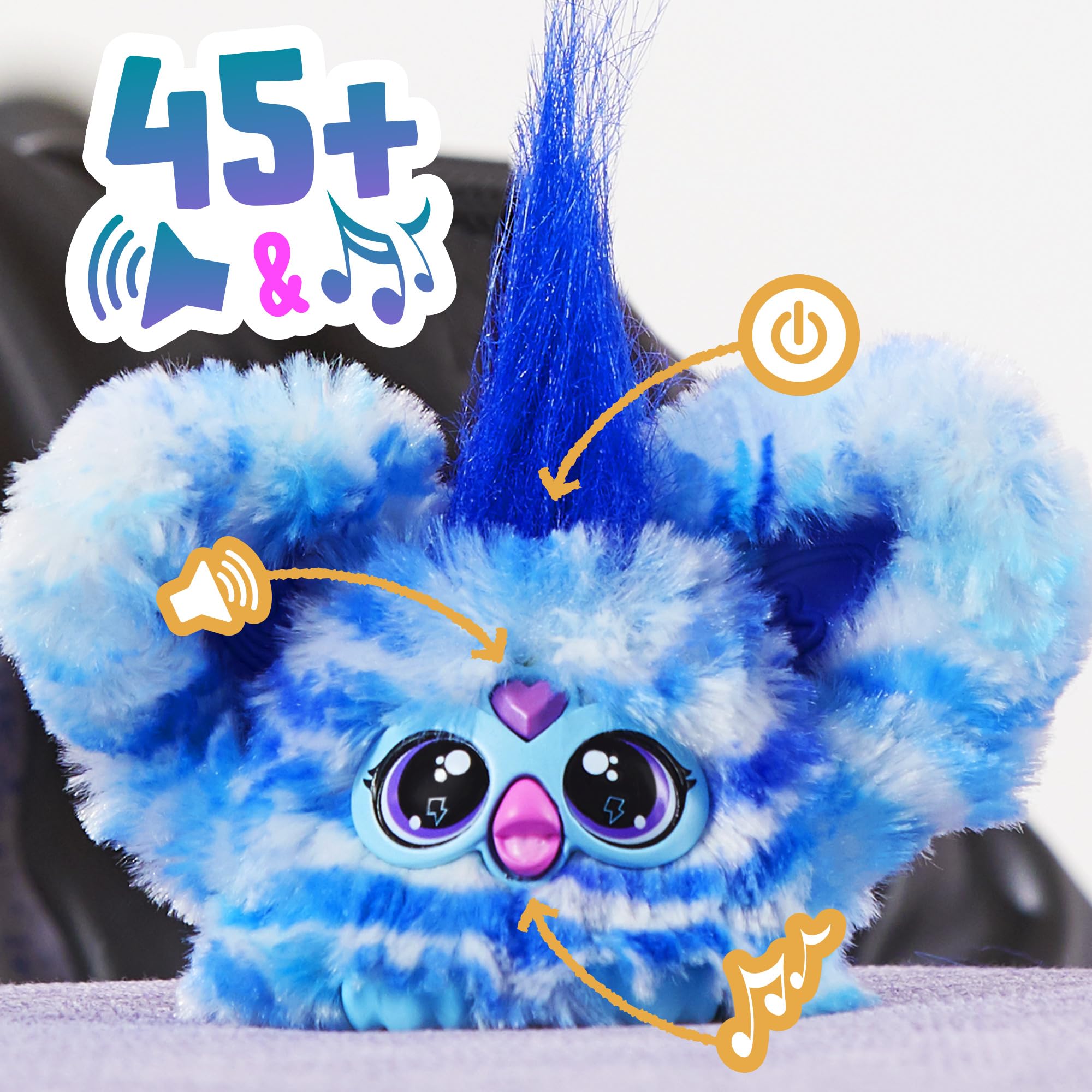 Furby Furblets 2-Pack, Mini Friends Pix-Elle & Ooh-Koo, 45+ Sounds Each, Music & Speaks Only Furbish, Electronic Plush Toys, Multicolor & Blue/White, Back to School Gifts, Ages 6+ (Amazon Exclusive)