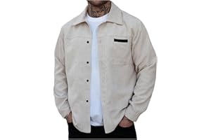 GORGLITTER Men's Corduroy Jacket Long Sleeve Casual Shacket Jackets Button Down Western Shirts