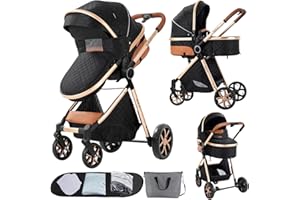 Nine point nine 2 in 1 Baby Stroller with Bassinet, Reversible Convertible Infant Bassinet Stroller of One-Click Folding, Newborn Travel Stroller Toddler Standard Pram Carriage (2USV9-BG)